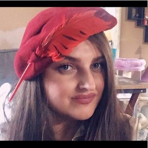 Vintage Red Feather Hat 1950s 1960s Simpson